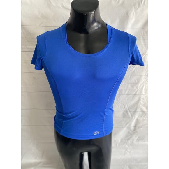 MOUNTAIN HARDWEAR Moist Wicking Breathable Blue Mesh Outdoor Top Women’s Small - Picture 1 of 7